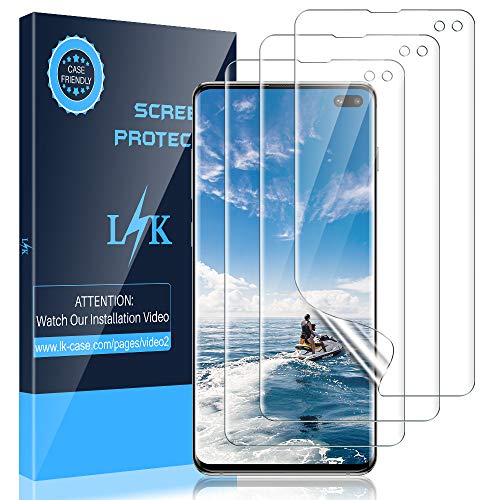 Product Cover LK [3 Pack] Screen Protector for Samsung Galaxy S10 Plus / S10+, [Ultrasonic Fingerprint Compatible][Flexible Film] HD Clear, Anti-Scratch, Case Friendly