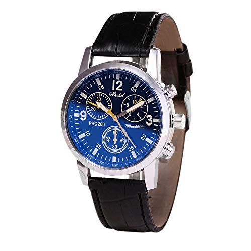 Product Cover Big Luxury Men's Wrist Watch - Leather Watch Band - 40mm Analog Watch - Japanese Quartz Movement (B)