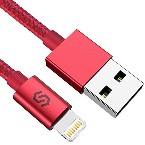 Product Cover Syncwire iPhone Charger Lightning Cable 3.3Ft, [Apple MFi Certified] Nylon-Braided High-Speed Sync&Charging Cord for iPhone 11/XS Max/XS/XR/X, 8 7 6S 6 Plus, SE 5S 5C 5, Ipad, iPod & More - Red
