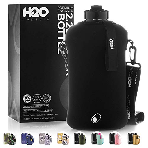 Product Cover H2O Capsule 2.2L Half Gallon Water Bottle with Insulated Storage Sleeve - Tritan BPA Free Large Water Bottle/2.2 Liter (74 Ounce) Big Sports Bottle Jug with Handle