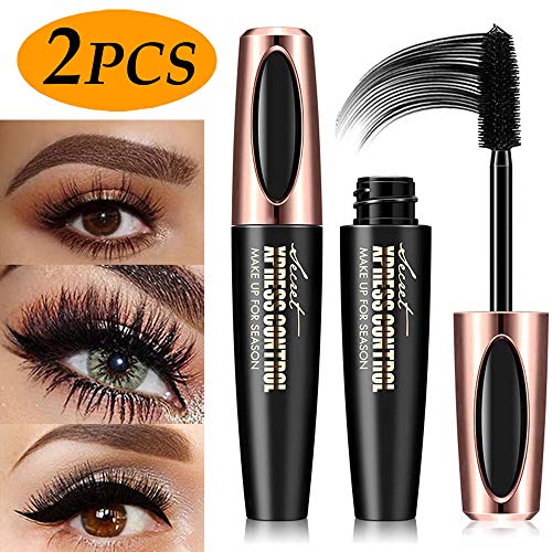 Product Cover 4D Silk Fiber Eyelash Mascara, Extra Long Lash Mascara And Thick, Long Lasting, Waterproof & Smudge-Proof, All Day Exquisitely Lush, Full, Long, Thick, Smudge-Proof Eyelashes - 2Pcs