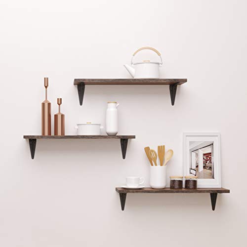 Product Cover BAMFOX Floating Shelves,Wall Shelf Set of 3,Wall Mounted Floating Shelf with Large Storage for Bedroom Bathroom Living Room Kitchen Office