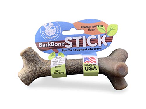 Product Cover Pet Qwerks BarkBone Peanut Butter Flavor Chew Stick - Durable Dog Bones for Aggressive Chewers, Tough Extreme Power Chewer Toys | Made in USA with FDA Compliant Nylon - for Small Dogs & Puppies