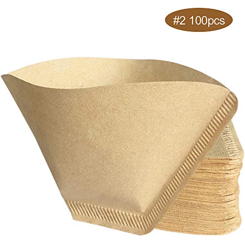 Product Cover YDIOLM 100pcs Good Grips Unbleached All-Natural Brown #2 Cone Coffee Filters-Fits all No.2 size Chemex, Bodum, Hario Cone Coffee Drippers (#2 Paper Filters 100pcs)