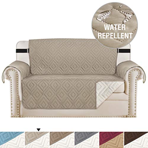Product Cover H.VERSAILTEX Reversible Loveseat Cover Furniture Protector Anti-Slip Water Resistant 2 Inch Wide Elastic Straps Couch Covers Pets Kids Fit Sitting Width Up to 46