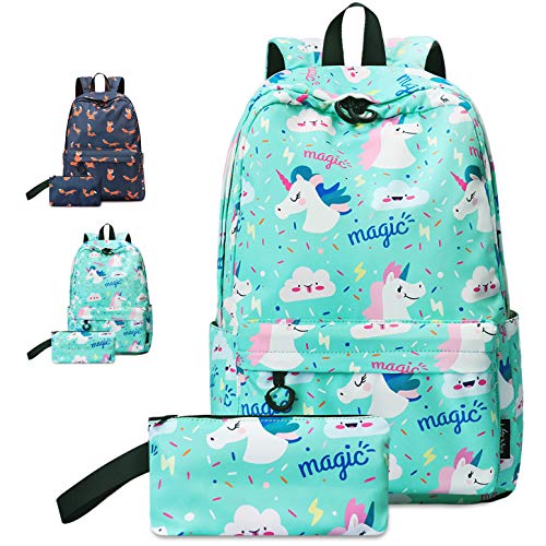 Product Cover VentoMarea Unicorn Teen Girls School Backpack Set College High School Student Bookbags Lightweight Travel Laptop Daypack with Pencil Pouch
