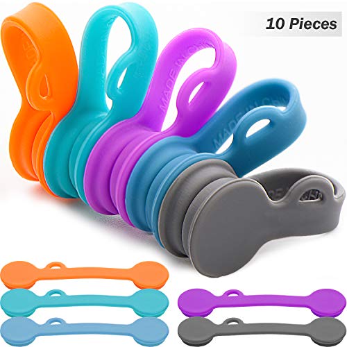 Product Cover 10 Pieces Magnetic Cable Clips Magnetic Cable Organizers Twist Ties Earbuds Cords Winder USB Cable Manager Bookmark Clips, 5 Colors