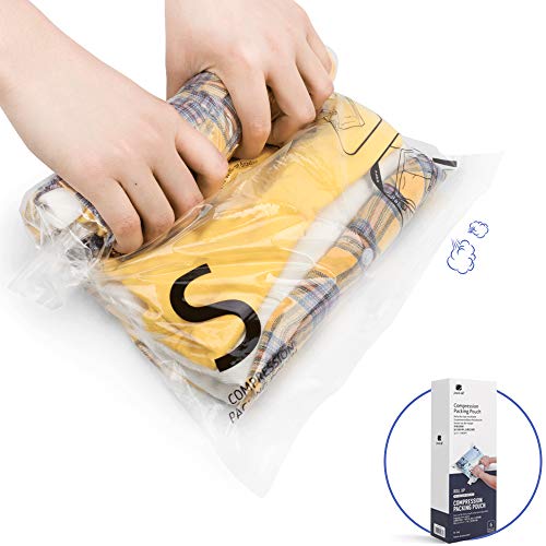 Product Cover pack all Travel Space Saver Bags, Roll Up Vacuum Storage Bags for Clothes, Reusable Compression Bags, No Pump Needed (2 x S, 2 x M, 2 x L)