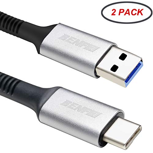Product Cover USB Type C Cable 2 Pack, BENFEI USB A 3.0 to USB-C 3 Ft Fast Charging Nylon Braided Cable Compatible with Samsung Galaxy S10 S9 S8 Plus Note 9 8,Moto Z,LG V30 V20 G5,Nintendo Switch,USB C Devices