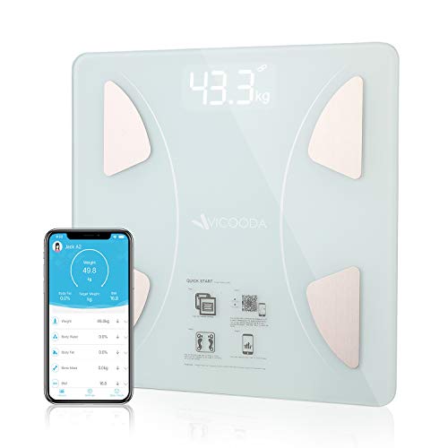 Product Cover Bluetooth Body Fat Scale, Bluetooth Smart BMI Scale Wireless Digital Weight Scale, Body Composition Analyzer with Smartphone App for Body Weight, Fat, Water, Bone Mass, BMR, Muscle Mass (White)