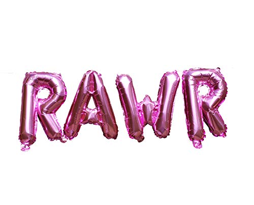 Product Cover RAWR Balloons by PinkFish Shop - Pink Foil 16 inch Balloons for Dinosaur Birthday Party Package Decorations Supplies TREX Dino