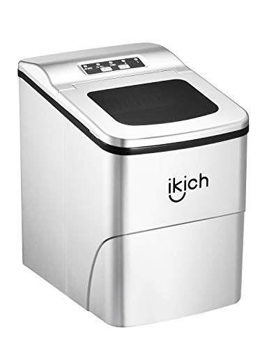 Product Cover IKICH Portable Ice Maker Machine for Countertop, Ice Cubes Ready in 6 Mins, Make 26 lbs Ice in 24 Hrs with LED Display Perfect for Parties Mixed Drinks, Electric Ice Maker 2L with Ice Scoop and Basket