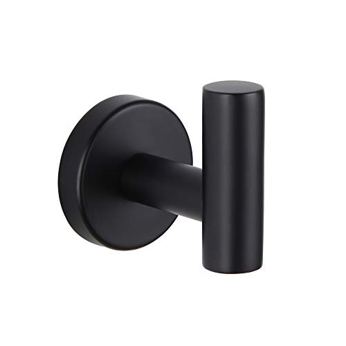 Product Cover Bathroom Matte Black Coat Hook SUS 304 Stainless Steel Single Towel/Robe Clothes Hook for Bath Kitchen Contemporary Hotel Style Wall Mounted