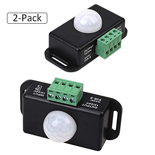 Product Cover Samxu Strip Light Motion Sensor Switch, DC12V~24V Infrared Motion Sensor Detector Switch for Cupboard Cabinet Kitchen Stairs (2 Pack)