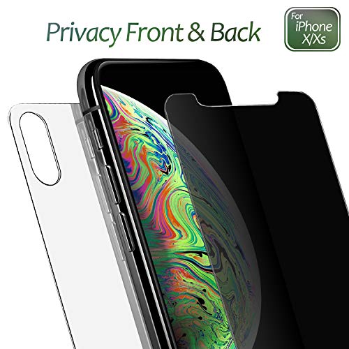 Product Cover JingooBon Privacy Screen Protector for iPhone Xs/iPhone X [New Generation] Front and Back Anti-Spy Tempered Glass Screen Protector Design for iPhoneXs/X (5.8 inch)