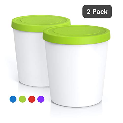 Product Cover BALCI - Premium Ice Cream Containers (2 PACK - 1 Quart Each) Perfect Freezer Storage Tubs with Lids for Ice Cream, Sorbet and Gelato! (GREEN)