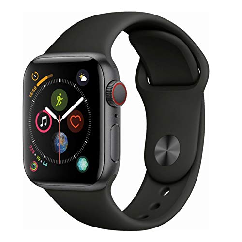 Product Cover Apple Watch Series 4 (GPS + Cellular, 44mm) - Space Gray Aluminium Case with Black Sport Band (Renewed)