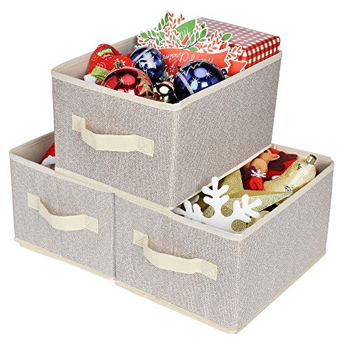 Product Cover GRANNY SAYS Storage Baskets for Shelves, Cloth Organizer Bins with Handles for Home Closet Bedroom Drawers Organizers, Medium, Beige, 3-Pack.