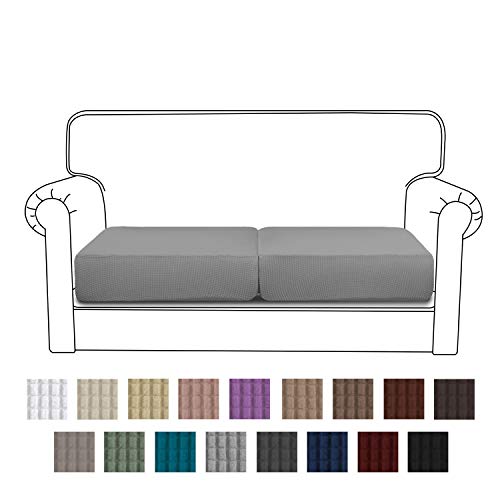Product Cover Easy-Going Stretch Cushion Cover Sofa Cushion Furniture Protector Sofa Seat Sofa slipcover Sofa Cover Soft Flexibility with Elastic Bottom(2-Piece loveseat Cushion,Light Gray)