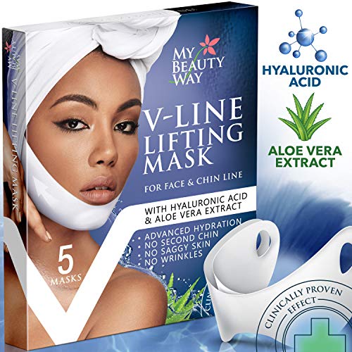 Product Cover V Line Mask Chin Up Patch Double Chin Reducer Chin Mask V Up Contour Tightening Firming Face Lift Tape Neck Mask V-Line Lifting Patches V Shaped Slimming Face Mask 5 pcs
