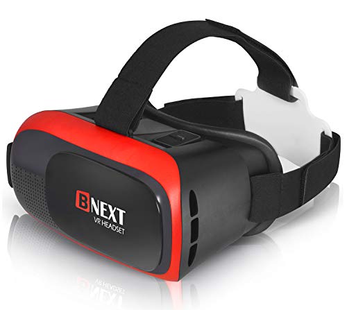 Product Cover VR Headset Compatible with iPhone & Android Phone - Universal Virtual Reality Goggles - Play Your Best Mobile Games 360 Movies with Soft & Comfortable 3D VR Glasses | Red | w/Eye Protection