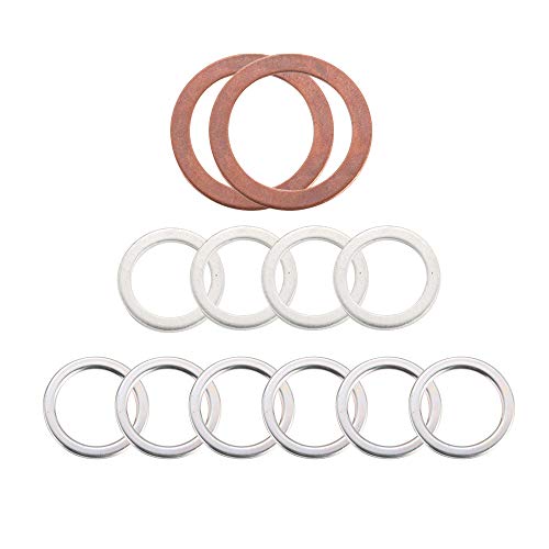 Product Cover 12pcs Transfer and Differential Fill/Drain Plug Gaskets for Toyota Lexus 4Runner Land Cruiser Tundra Tacoma FJ Cruiser Highlander RAV4 Sequoia Sienna, Replace # 90430-18008 12157-10010 90430-24003