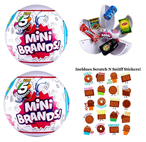 Product Cover 5 Surprise (2 Pack) Mini Brands Collectible Capsule Ball by Zuru Includes Scented Chocolate Stickers Bundle!