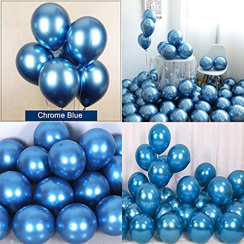Product Cover Chrome Metallic Balloons for Party 50 pcs 12 inch Thick Latex balloons for Birthday Wedding Engagement Anniversary Christmas Festival Picnic or any Friends & Family Party Decorations-Navy blue
