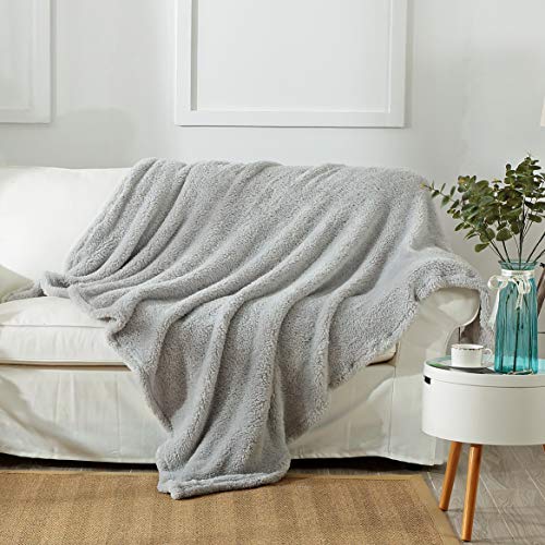 Product Cover Reafort Ultra Soft Single Layer Sherpa Oversized Throw Blanket(Silver Grey, 60