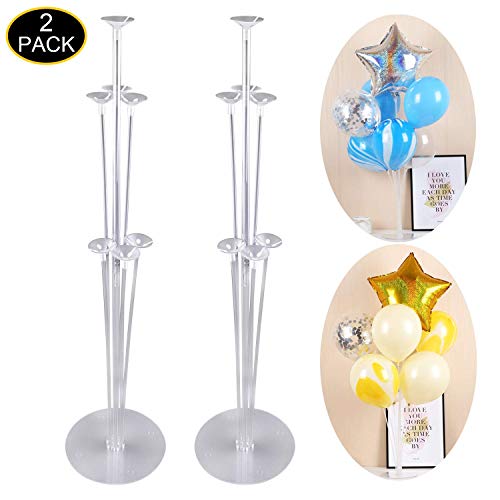 Product Cover Balloon Stand Kit - Clear Table Balloon Stand with 14 Balloon Sticks,14 Balloon Cups and 2 Balloon Base for Brirthday Wedding Party Decorations(2 Set)