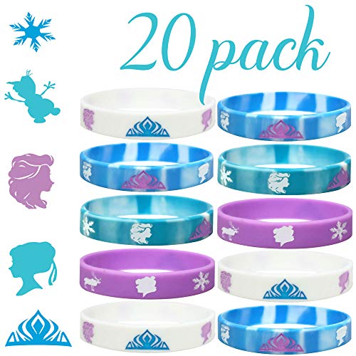 Product Cover 20 pc Birthday Party Favors Wristbands, Elsa, Anna Theme Party Favors (Frozen, Kids)