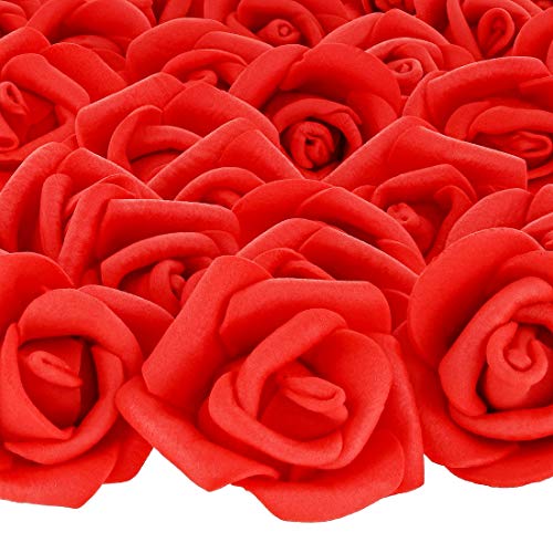 Product Cover Bright Creations 200-Pack 1-Inch Red Rose Flower Heads for DIY Crafts, Weddings, Decor
