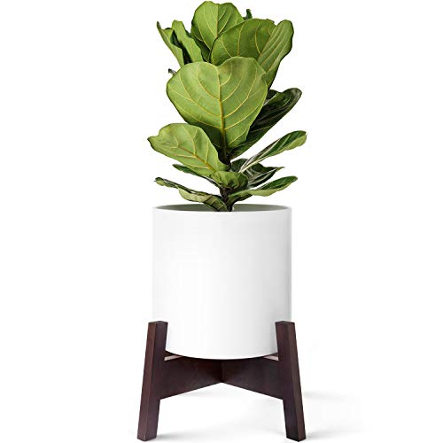Product Cover Mkono Plant Stand Wood Mid Century Flower Pot Holder (Pot NOT Included) Display Potted Rack Home Decor for 10 Inch to 12 Inch Planter, Dark Brown