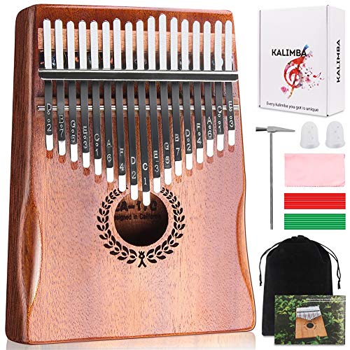 Product Cover Kalimba 17 Keys Thumb Piano, Easy to Learn Portable Musical Instrument Gifts for Kids Adult Beginners with Tuning Hammer and Study Instruction. Known as Mbira, Wood Finger Piano