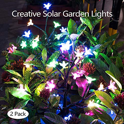 Product Cover Solar Garden Decorative Lights Outdoor,Beautiful LED Solar Powered Fairy Landscape Tree Lights,Two Mode Flower Lights for Pathway Patio Yard Deck Walkway Christmas Decoration (Multicolor 2pack)