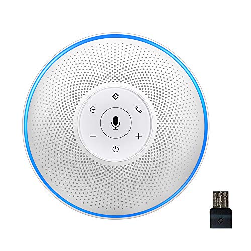 Product Cover Bluetooth Speakerphone - eMeet M2 White Conference Speaker for 5-8 People Business Conference Phone 360º Voice Pickup 4 AI Microphone Self-Adaptive Conference Call Speaker Skype, Webinar, Phone