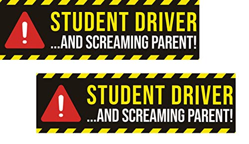 Product Cover Artisan Owl Student Driver and Screaming Parent! New Driver Safety Funny Magnetic Auto Bumper - 10x3 Car Magnet (2 Magnets)