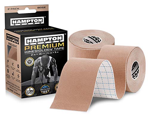 Product Cover (2 Pack) Premium Kinesiology Tape | Athletic Tape Supports & Protects Muscles, Knees, Shoulders & Plantar Fasciitis | Waterproof & Hypoallergenic | Beige Uncut Kinesio Tape