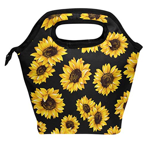 Product Cover Wamika Sunflowers Retro Daisy Lunch Bag Boxes Cooler Thermal Tote Insulated Reusable for Kids Students Boys Girls School Supplies,Floral Lunch Bag Lunchbox Waterproof Zipper Office Picnic Travel Bag
