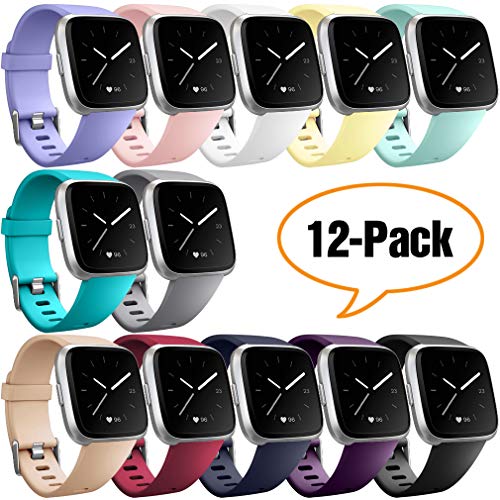 Product Cover Hamile Replacement Bands Compatible for Fitbit Versa/Versa 2/Lite/SE, Classic Soft Watch Band Straps Wristbands for Fitbit Versa/Lite & Special Edition Smartwatch, for Women Men,12 Colors, Small