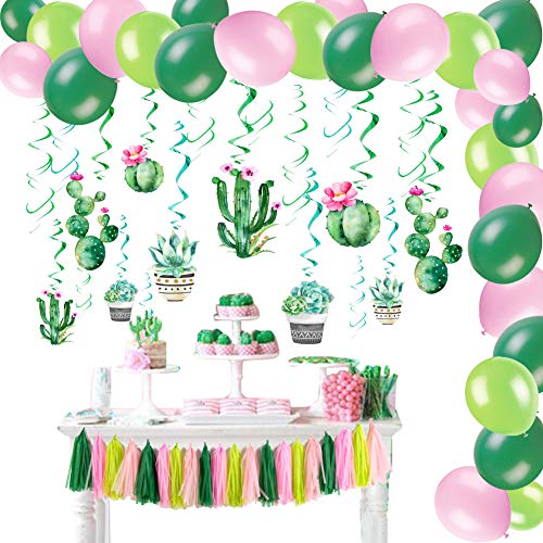 Product Cover Cactus Party Decorations Set Cactus Hanging Ceiling Swirls Paper Tassel Garland Summer Fiesta Party Kids Birthday Party Supplies SUNBEAUTY