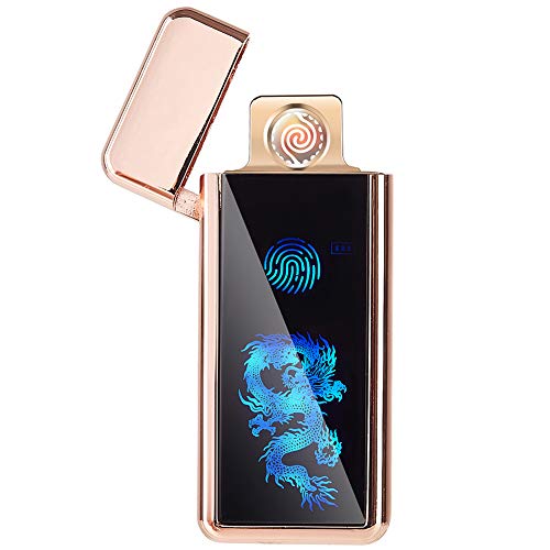 Product Cover FL5018 USB Electronic Lighter Tungsten Turbo Spiral Windproof for Cigarette Smoking (Rose Gold Dragon)