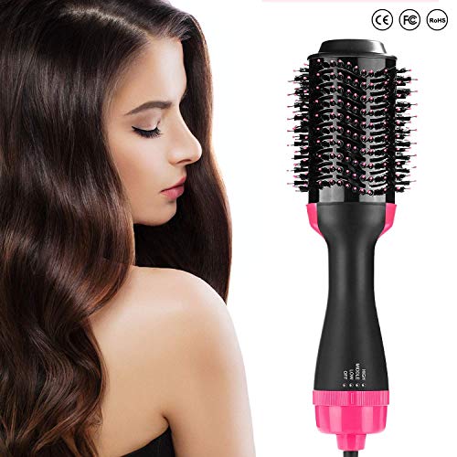 Product Cover Hot Air Brush, Hair Dryer Brush, One Step Hair Dryer & Volumizer, 4-in-1 Salon Negative Ion Electric Blow Styler for Straightening, Curling, Upgrade Feature Anti-scald Reduce Frizz and Static Tools
