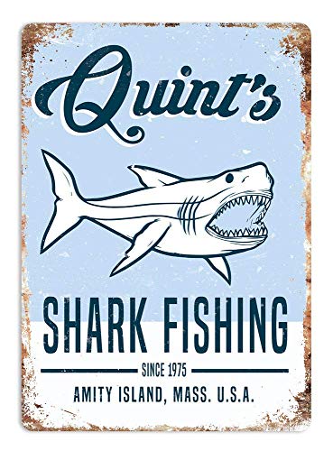 Product Cover NNHG Tin Sign 8x12 inches Art Jaws 80s Movie Poster Summer Decor Novelty Art Sign