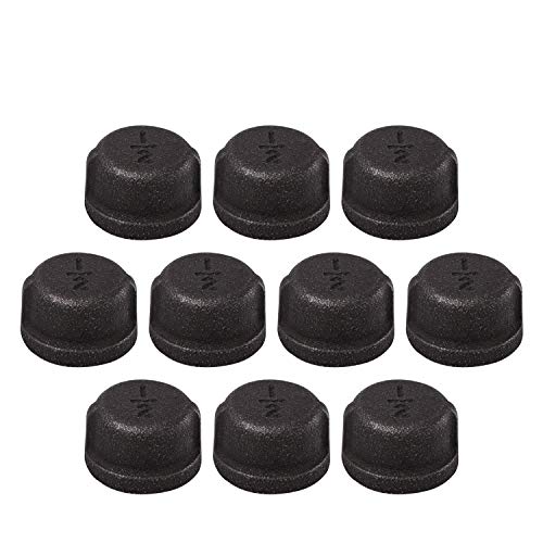Product Cover Black Malleable Iron Cast Pipe Fitting Cap, Home TZH 10 Pack 1/2