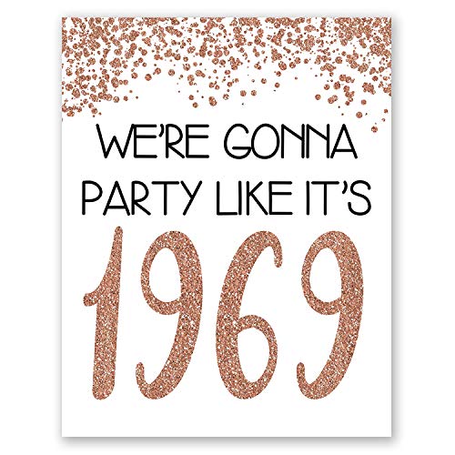 Product Cover PGbureau 11x14 in 50th Rose Gold Birthday Party Decoration - Cheers to 50 Years Poster - Happy 50th Sign - for Women - Anniversary