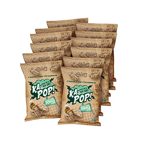 Product Cover Ka-Pop! Popped Chips, Olive Oil & Sea Salt (1oz, Pack of 12) - Allergen Friendly, Ancient Grains, Gluten-Free, Paleo, Non-GMO, Vegan, Healthy, Whole Grain Snacks, As Seen on Shark Tank