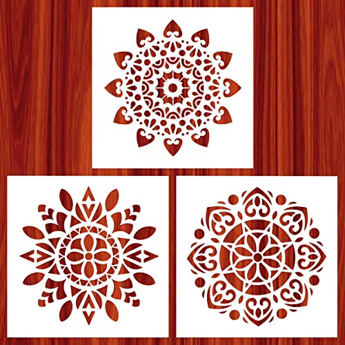 Product Cover AK KYC Stencils Mandala Painting Stencil Stencils for Painting (12x12 inch Large Size) on Wood Wall Floor Tile Fabric Furniture Decor Mandala Dotting Tools Reusable, Style 1