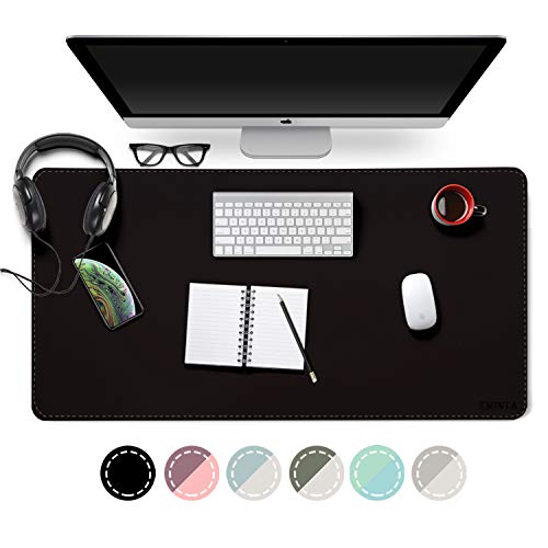 Product Cover EMINTA Dual Sided Desk Pad, 2019 Upgrade Sewing PU Leather Office Desk Mat, Waterproof Desk Blotter Protector, Desk Writing Mat Mouse Pad (Classical Black, 31.5