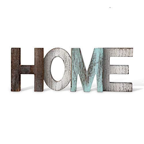Product Cover Soonow Rustic Home Sign Wooden Letters for Table Wall Decor, Multicolor